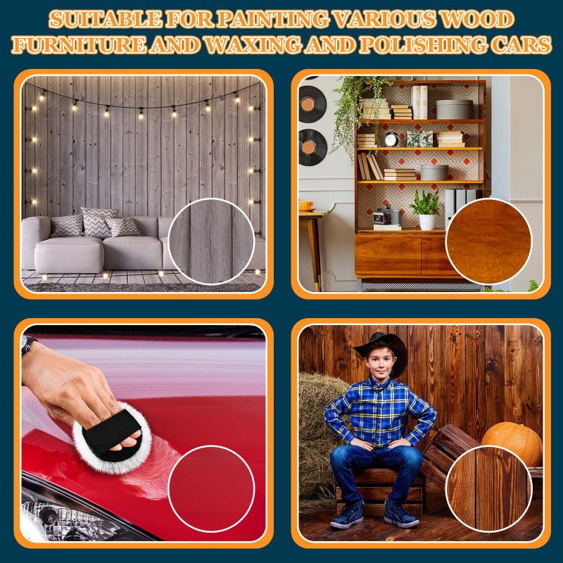 DaisyInner Lambswool Stain Pad 4 Inch Wood Stain Applicator Pads No Waste Reusable Lambswool Wax Applicator Staining Pads for Wood for Latex Oil Based Finishes Paints Buffing polishing (8 Pcs) - Image 5